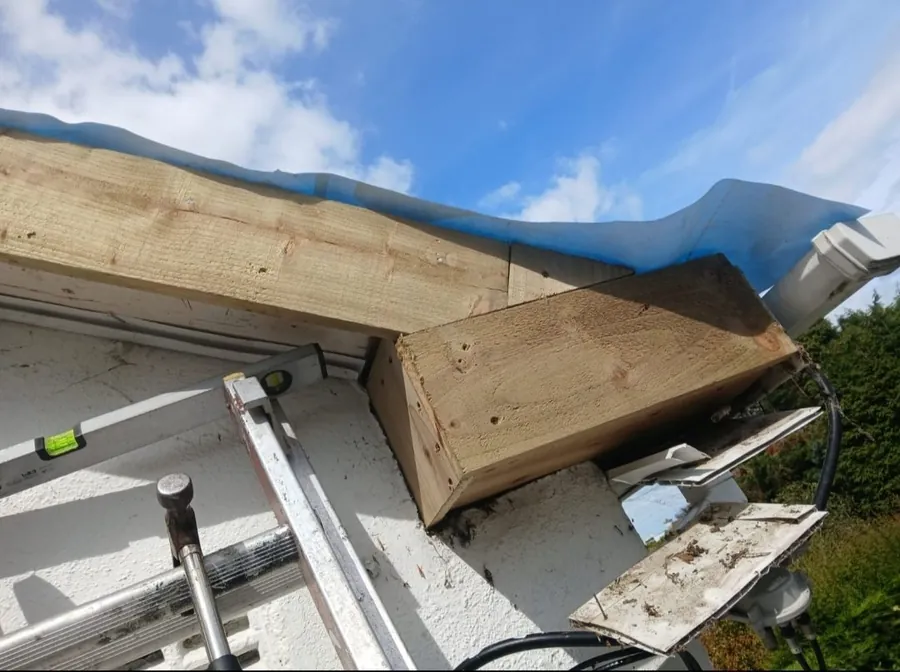 New timber edge built up on a flat roof before the covering, Global Roofing and Guttering, Dublin