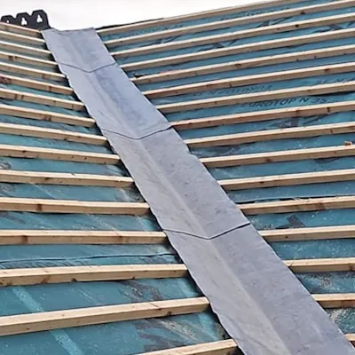 New lead valley dressed in over the battens, Global Roofing and Guttering, Dublin