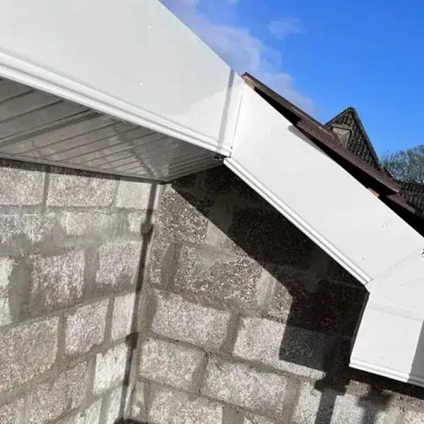 New white uPVC fascia and soffit at a gable end, Global Roofing and Guttering, Dublin
